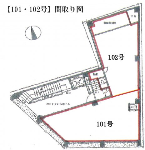 千代田区神田三崎町２丁目の店舗一部の間取り