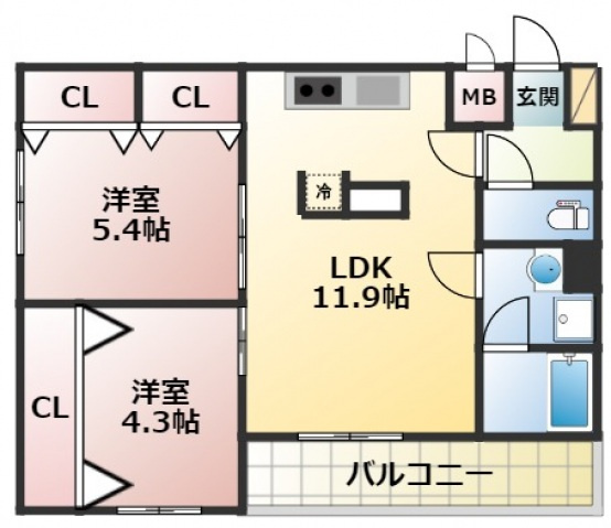 Gradito東石切（グラディートヒガシイシキリ）の間取り