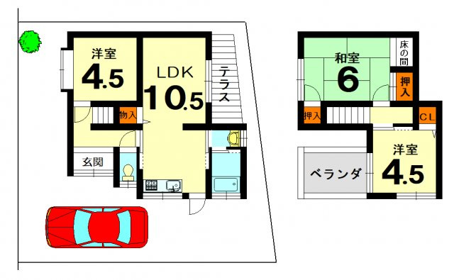 【間取り】 | 亀岡　篠町広田二丁目　一戸建 | 建物面積　61.28㎡