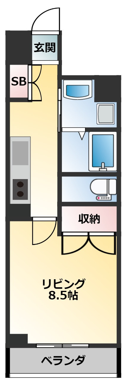 仲介手数料0！！STUDIO KANAREBASHIの間取り