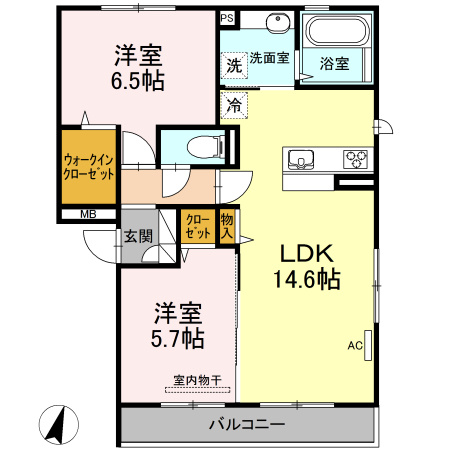 【間取り】 | D-ｒｏｏｍ　S・K