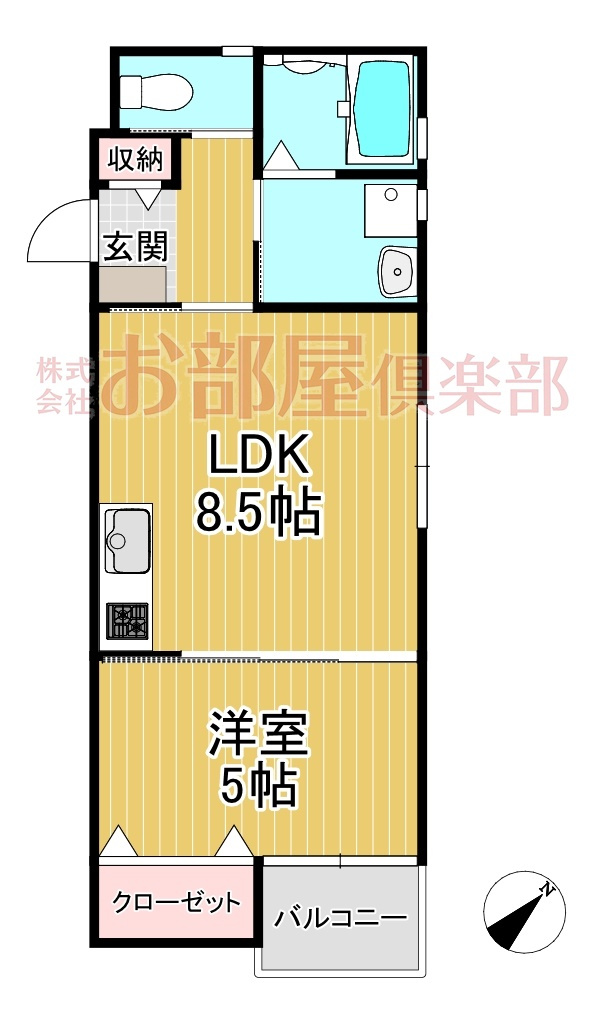 T-Regno羽犬塚B棟の間取り|洋室とLDKつなげて広々と使えます♪