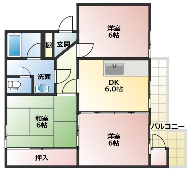 【間取り】 | ルミウス北日吉 | 3DKタイプのお部屋です。