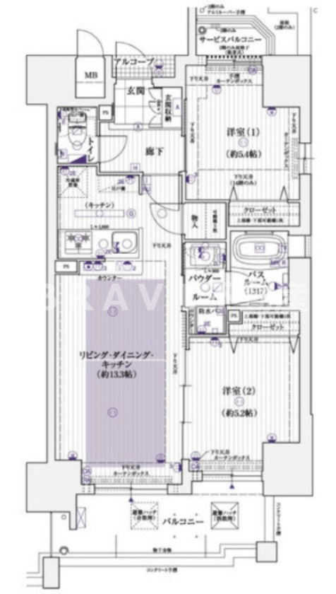 エステムコート谷町四丁目　BRAVI不動産の間取り|【エステムコート谷町四丁目】2LDKの間取りです
