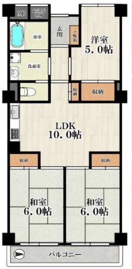 白鷺スカイハイツの間取り