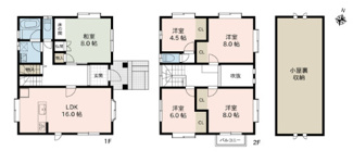 【間取り】 | 新潟市東区物見山2丁目 | 5LDK＋小屋裏収納の間取りです
駐車スペース3台可！(*^^*)
