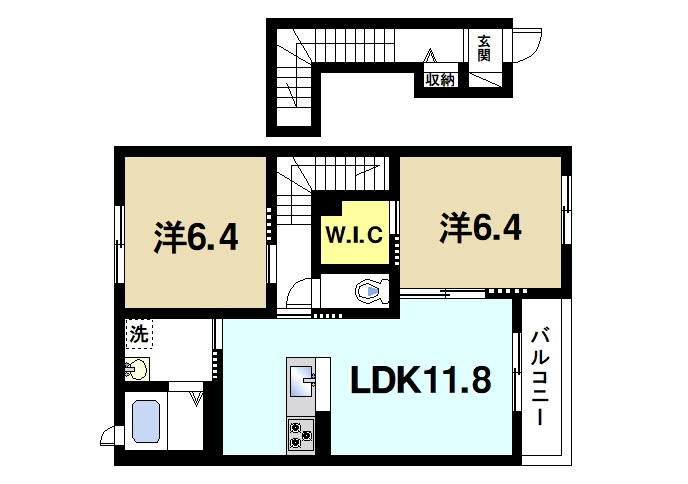 サンライズＹ　Ｃ棟の間取り|2LDKの間取り