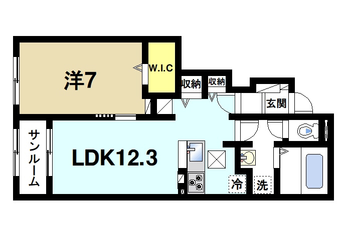 クラール北永井Ａの間取り|ゆったりと暮らせる1LDKの間取りです。