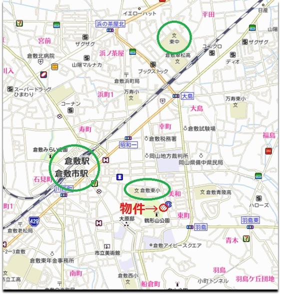 倉敷市鶴形２丁目　売地の地図