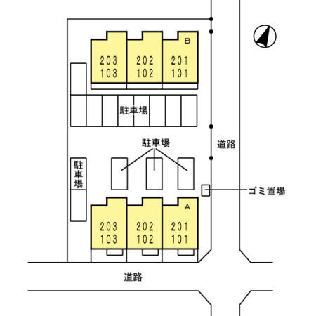 熊本市東区戸島７丁目のアパートの区画図