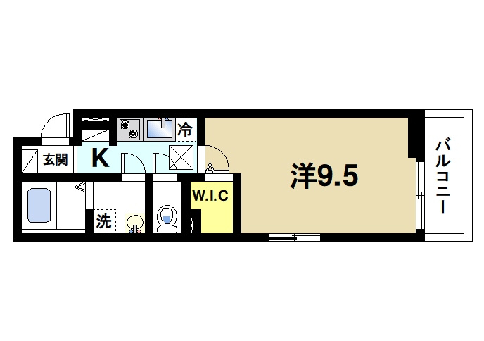 メゾンド・ローズの間取り|広々とした1Kです
