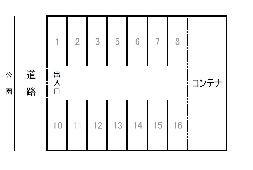 峰岸パーキング（美女木6丁目）の区画図