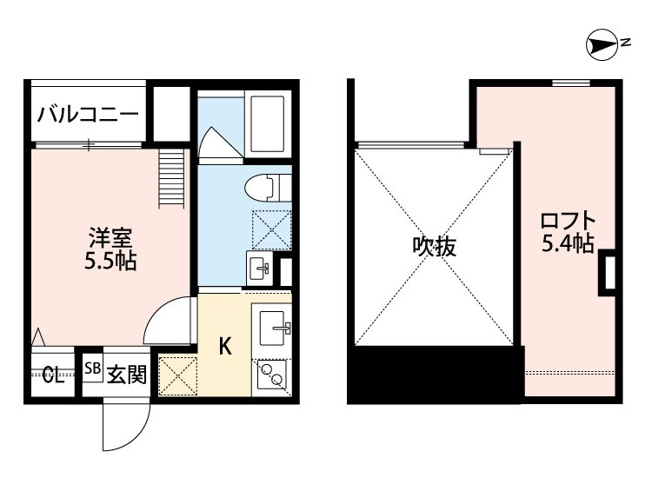 【間取り】 | 花園本町テラス | 1Kロフト付き