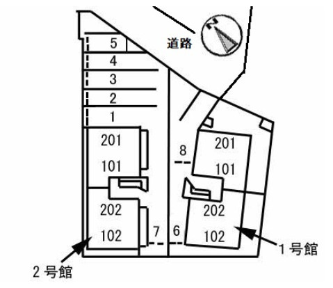 ヴィ・ラフィネ旗ヶ崎2号館の区画図