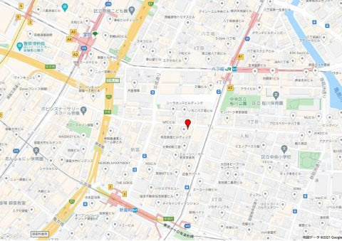 中央区新富１丁目の店舗一部の地図