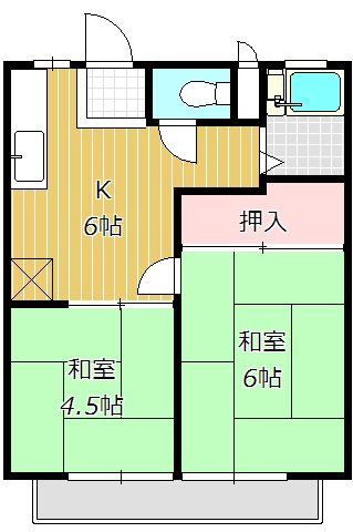 【間取り】 | メゾン船橋 | 落着いた和室の2Ｋです