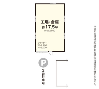 【間取り】 | 新吉田町5136貸倉庫17.5坪 | 間取図（平面図）