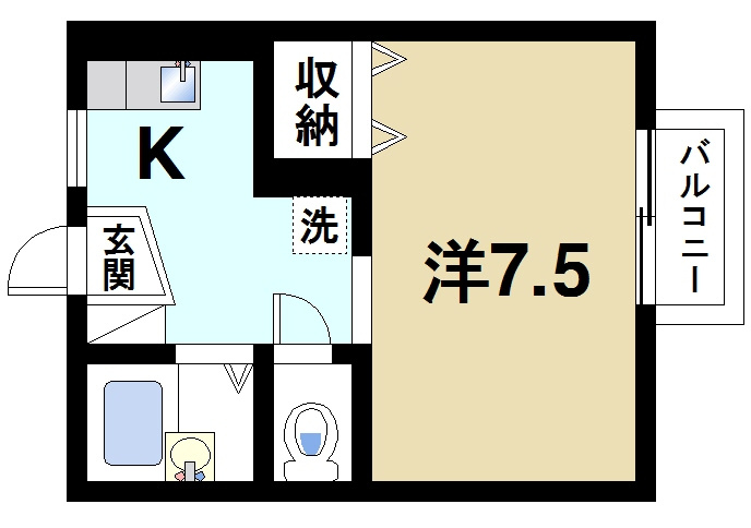 メイプルハイツの間取り|1Kの間取り