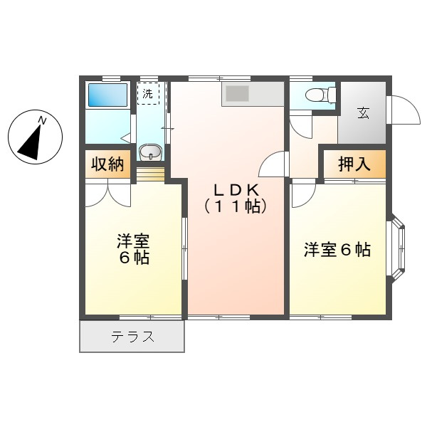 福田町古新田貸家719-6の間取り