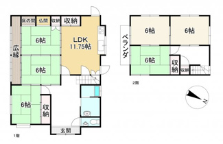 【間取り】 | 野洲市野洲　中古戸建