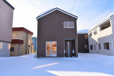 【外観パース】 | 【新築】白石区菊水上町四条　３号棟 | 木造ガルバリウム鋼板横葺　土地面積155.32㎡