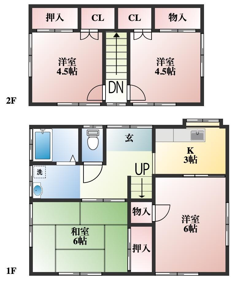 挽野方貸家の間取り
