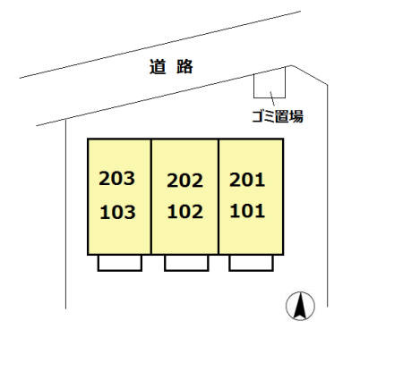 小川荘1号棟の区画図