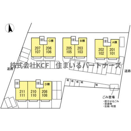 セジュール大善寺B棟の区画図