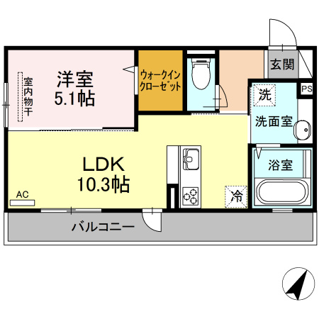 熊本市東区戸島西１丁目のアパートの間取り