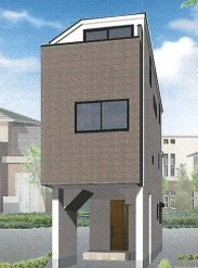 新築戸建（鶴見区矢向6丁目）の外観パース|外観パースです 全2棟　JR南武線「矢向」駅徒歩4分　カースペース有り　3LDK　充実の仕様・設備　全室収納有　ウォークインクローゼット　ワークデスク　2階水廻り集中