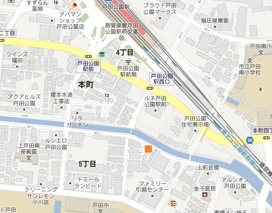 戸田市本町５丁目の駐車場の地図