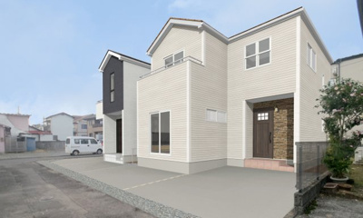 【外観】 | アーバンコミュニティ高松1Ｂ | 現地写真を元に作成した完成イメージ。ナチュラルテイストのかわいい外観です。
Ａ号棟は価格未定。