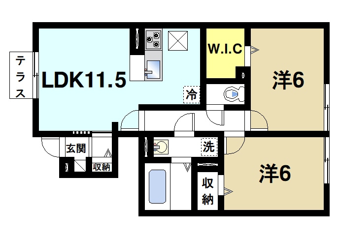 ディンプルの間取り|2LDKの間取り