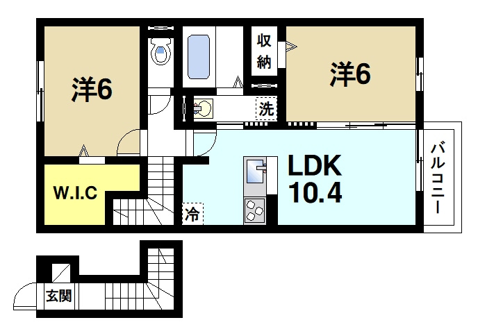 レジデンス天理　五番街の間取り|2LDK