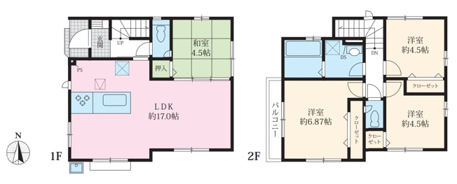 【間取り】 | 練馬区貫井５丁目 新築戸建 | ２号棟　建物面積：85.70㎡　4LDK