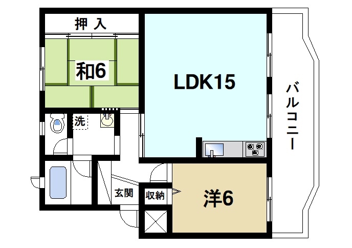ヴィルドミール富雄の間取り|2LDKの間取りです