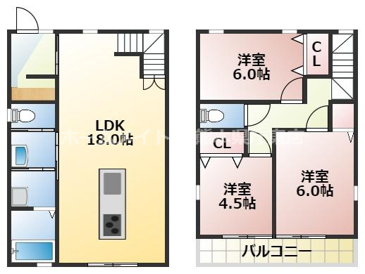 熊本市中央区出水６丁目の一戸建ての間取り