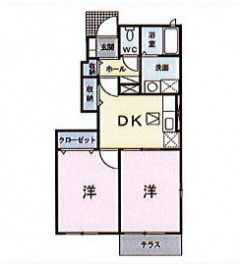 都城市平江町の一棟アパートの間取り|ガーデンコートF棟