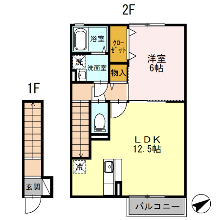 【間取り】 | ドゥ・キーマ | 1LDKのお部屋です