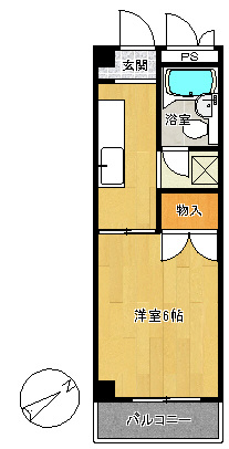 【間取り】 | カームハイツ | １K・20㎡