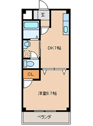 アメニティⅡの間取り|１Kの間取りです