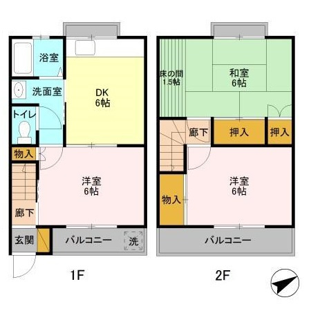 半田コーポＡ棟B棟の間取り
