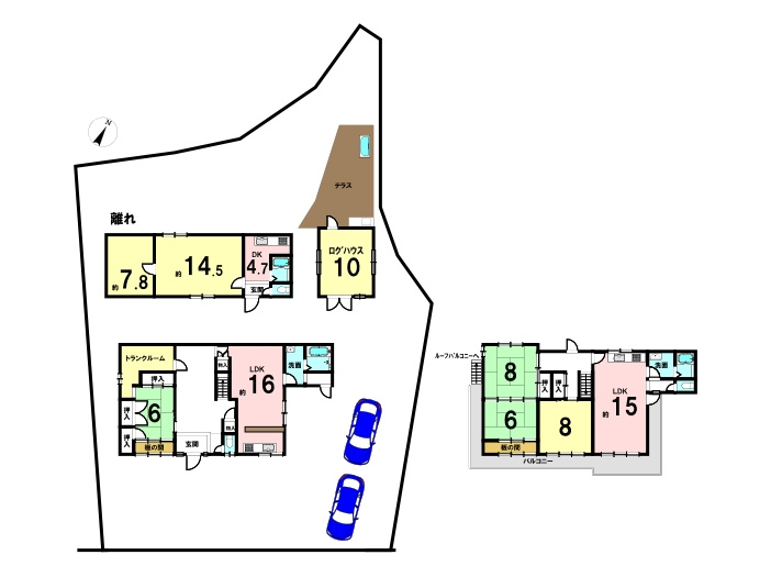 中古戸建　大東市野崎3丁目（昭和42年築）の区画図|敷地・間取り図面は略図につき現況を優先致します。