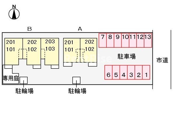 ミニヨン　フィオーレＢの区画図
