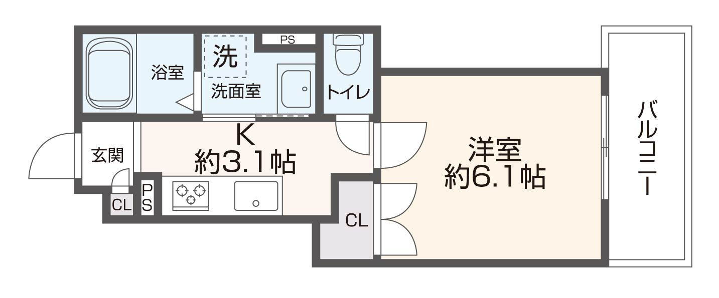 クリエオーレ小若江 ( 近畿大学 一人暮らし )の間取り