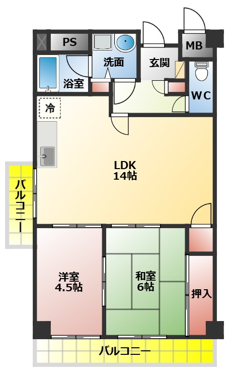 マンショングランメールの間取り|３ＬＤＫの間取り