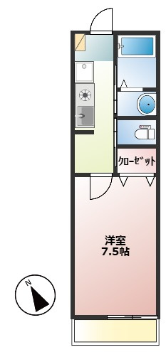 【間取り】 | ベイサイドプレイス | 洋室7.5帖と広めです！