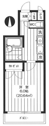ステラ湯島の間取り|1K