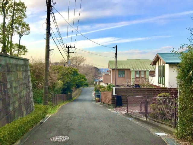 鎌倉山3丁目閑静で緑豊かな住環境 中古戸建の前面道路含む現地写真|緑豊かな閑静な住宅街です