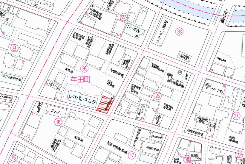 都城市牟田町の売地の土地図